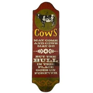 Vintage George Nathan‎ Cows Farmhouse Wooden Screened Art Decorative Wall Sign